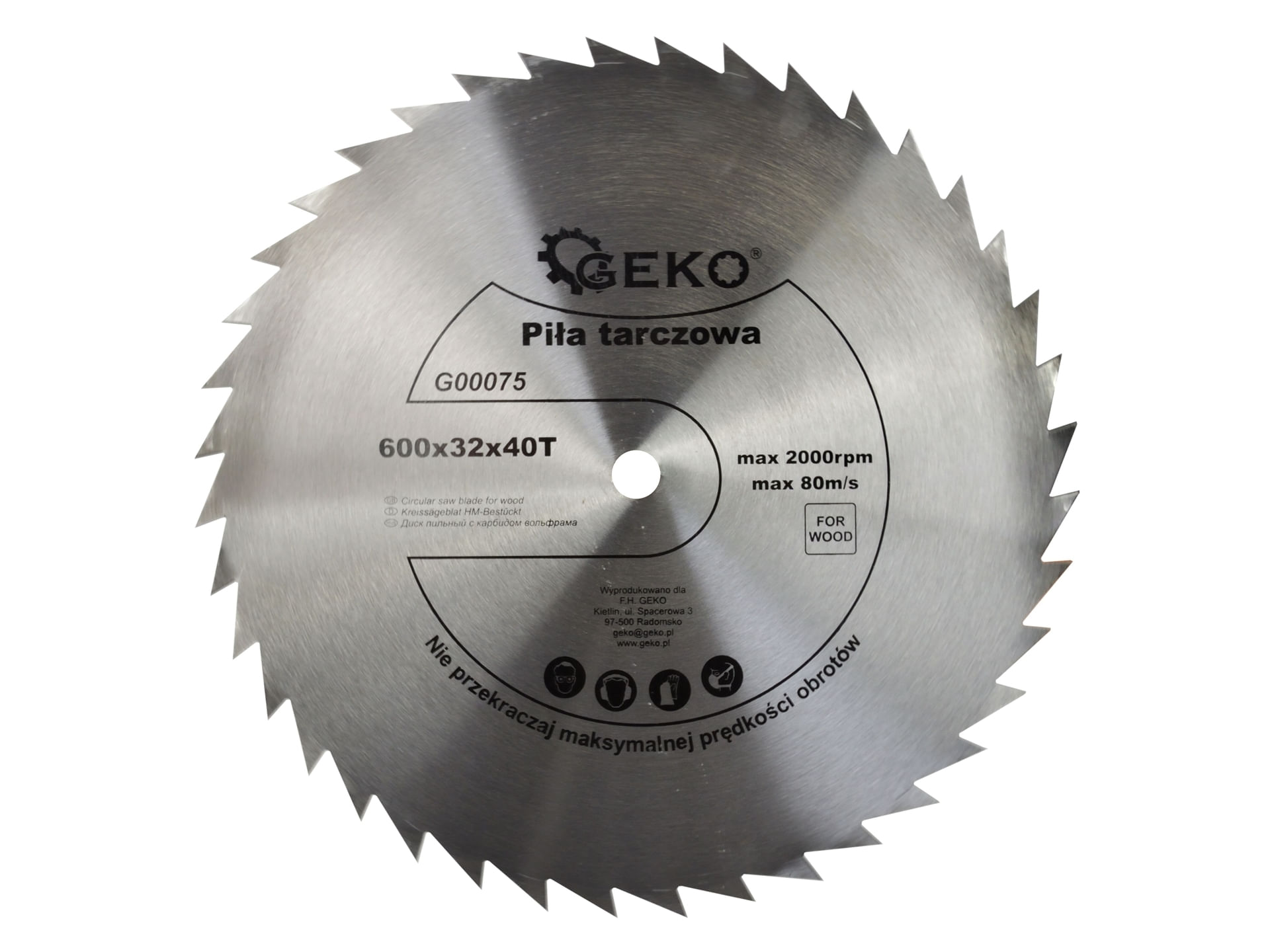 Disc pentru lemn 600x32x40T, Geko G00075