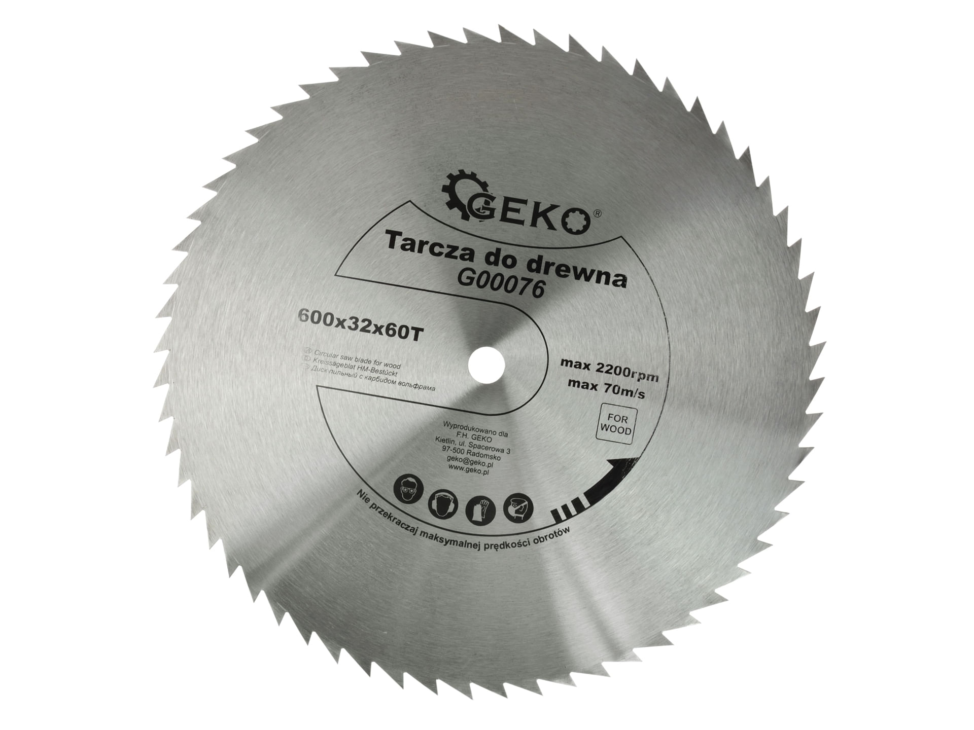 Disc circular pentru lemn 600x32x60T, Geko G00076