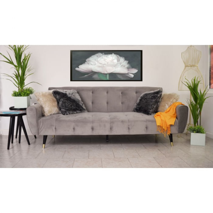 Canapea Glamour, 219 x 84 x 81 cm, rabatabila, gri deschis — imaginea 3
