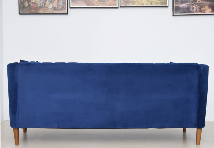 Canapea Belle, 208 x 80 x 85 cm, material catifea, albastru — imaginea 2
