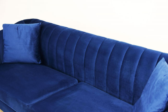 Canapea Belle, 208 x 80 x 85 cm, material catifea, albastru — imaginea 3