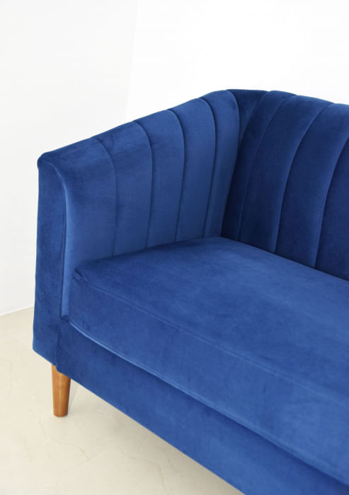 Canapea Belle, 208 x 80 x 85 cm, material catifea, albastru — imaginea 4