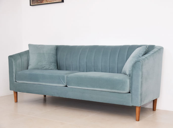 Canapea Belle, 208 x 80 x 85 cm, material catifea, turcoaz — imaginea 5