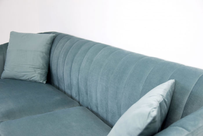 Canapea Belle, 208 x 80 x 85 cm, material catifea, turcoaz — imaginea 6