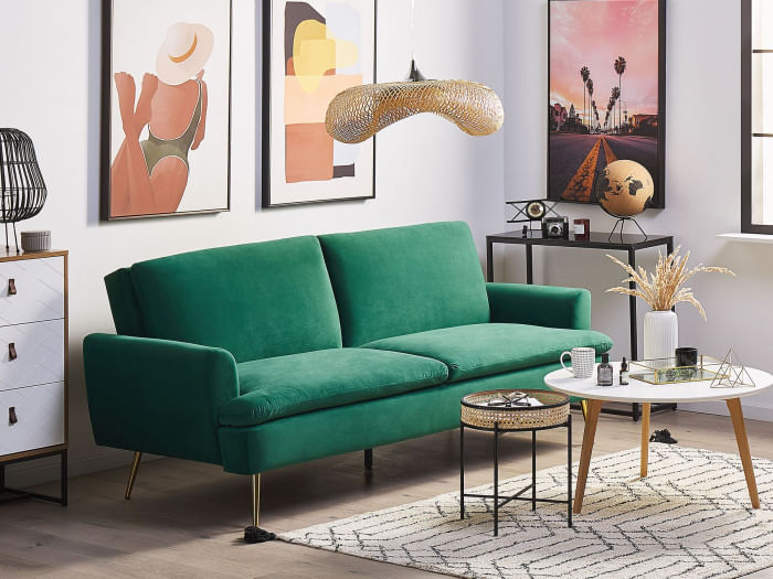Canapea Diva, 210 x 88 x 84 cm, rabatabila stofa, verde — imaginea 7