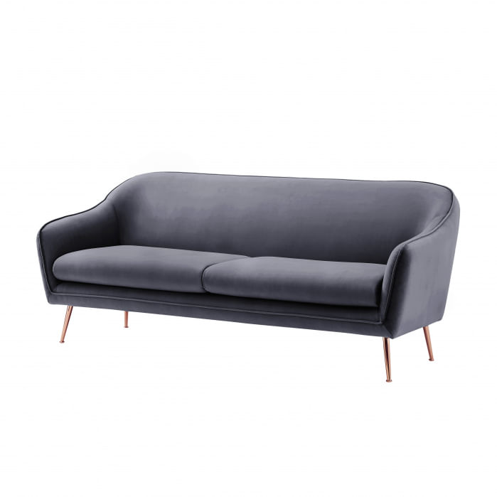 Canapea Prestige, 194 x 83 x 86 cm, catifea, gri — imaginea 3