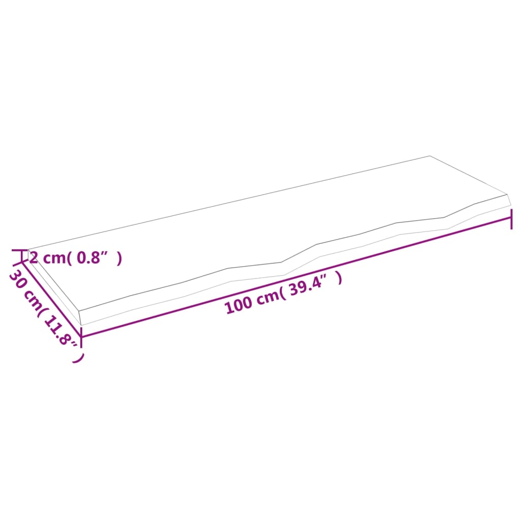 Polita perete maro deschis 100x30x2 cm lemn masiv stejar tratat — imaginea 7