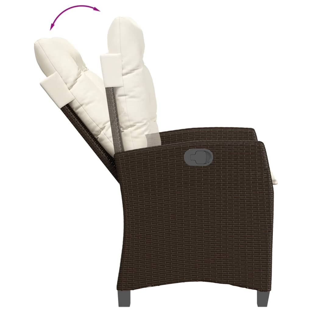 Set mobilier de gradina cu perne, 9 piese, maro, poliratan — imaginea 6