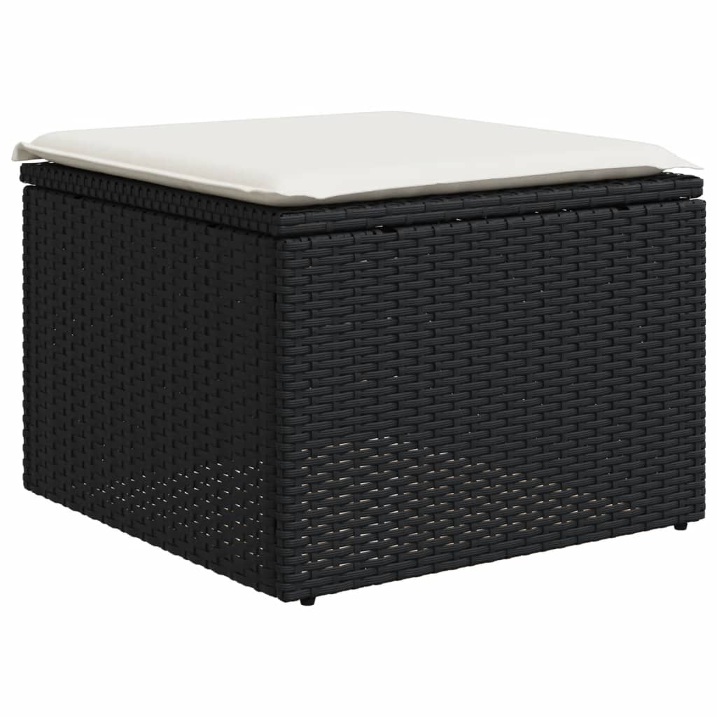 Set canapele de gradina cu perne, 7 piese, negru, poliratan — imaginea 5