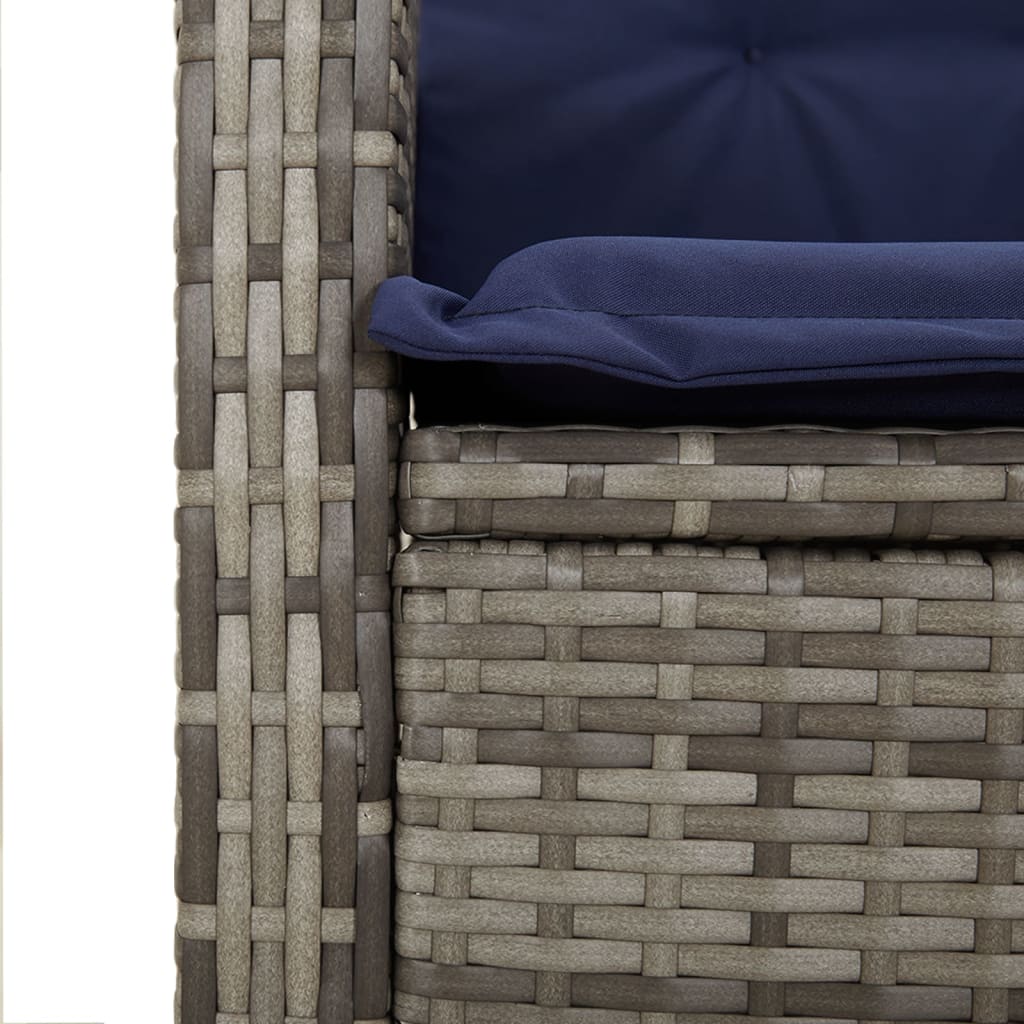 Set de masa pentru gradina, 9 piese, cu perne, bej, poliratan — imaginea 8