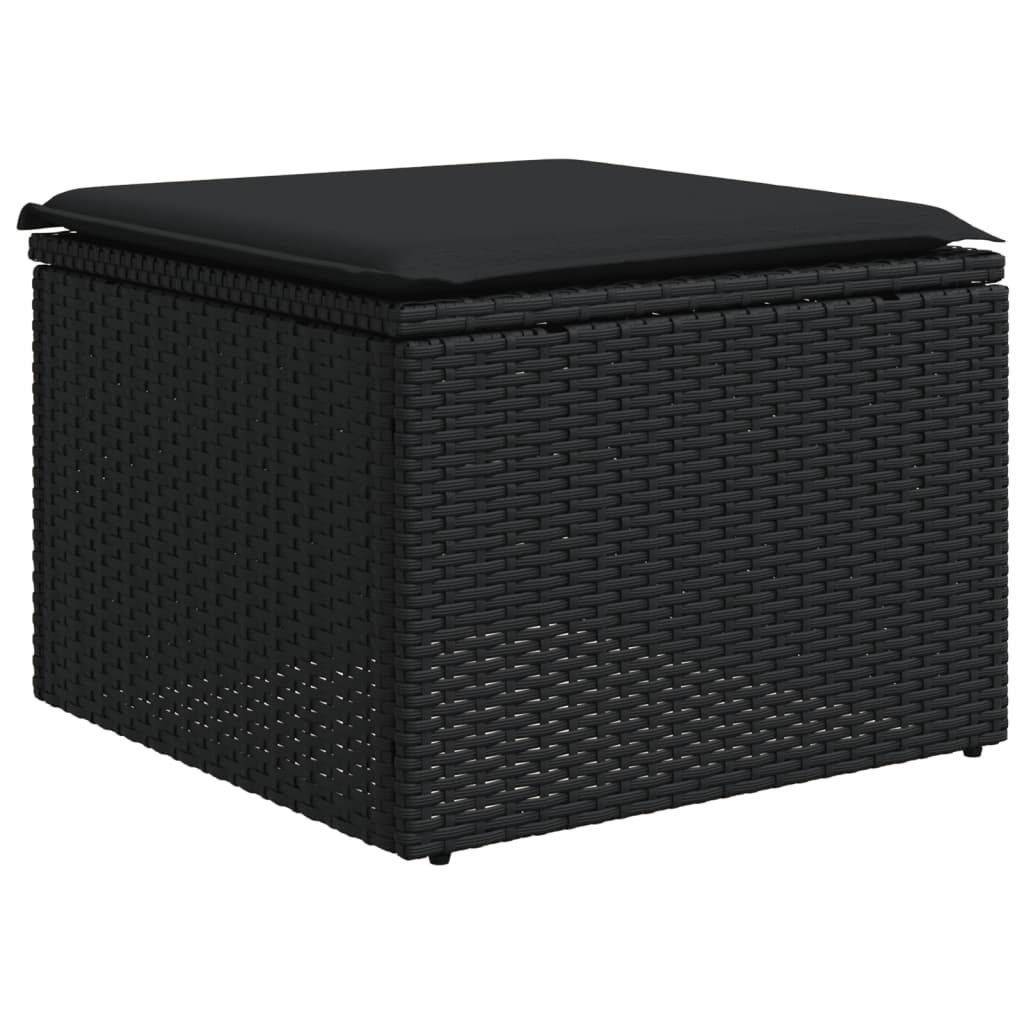 Set mobilier de gradina cu perne, 6 piese, negru, poliratan — imaginea 5