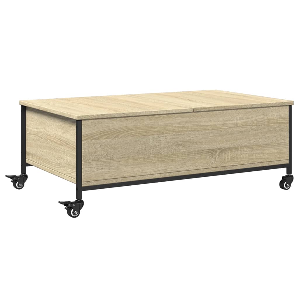 Masuta cafea cu roti stejar sonoma 91x55x34 cm lemn prelucrat