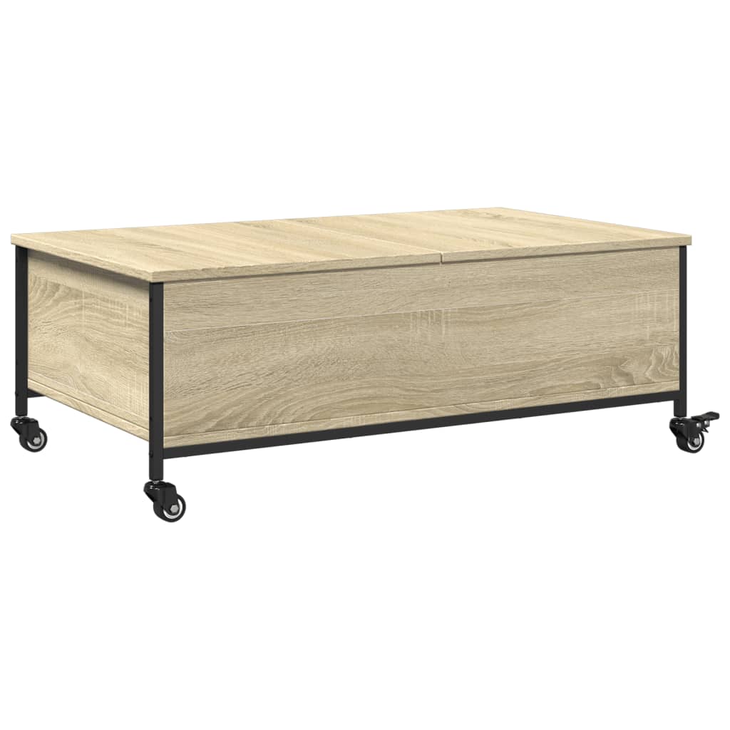 Masuta cafea cu roti stejar sonoma 91x55x34 cm lemn prelucrat — imaginea 9