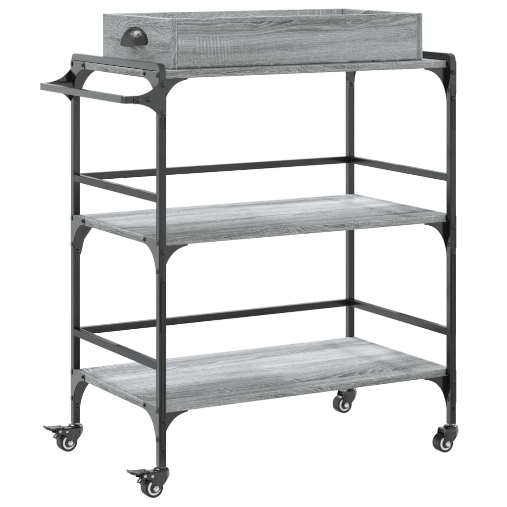 Carucior de bucatarie, gri sonoma 81,5x41x92,5cm lemn prelucrat