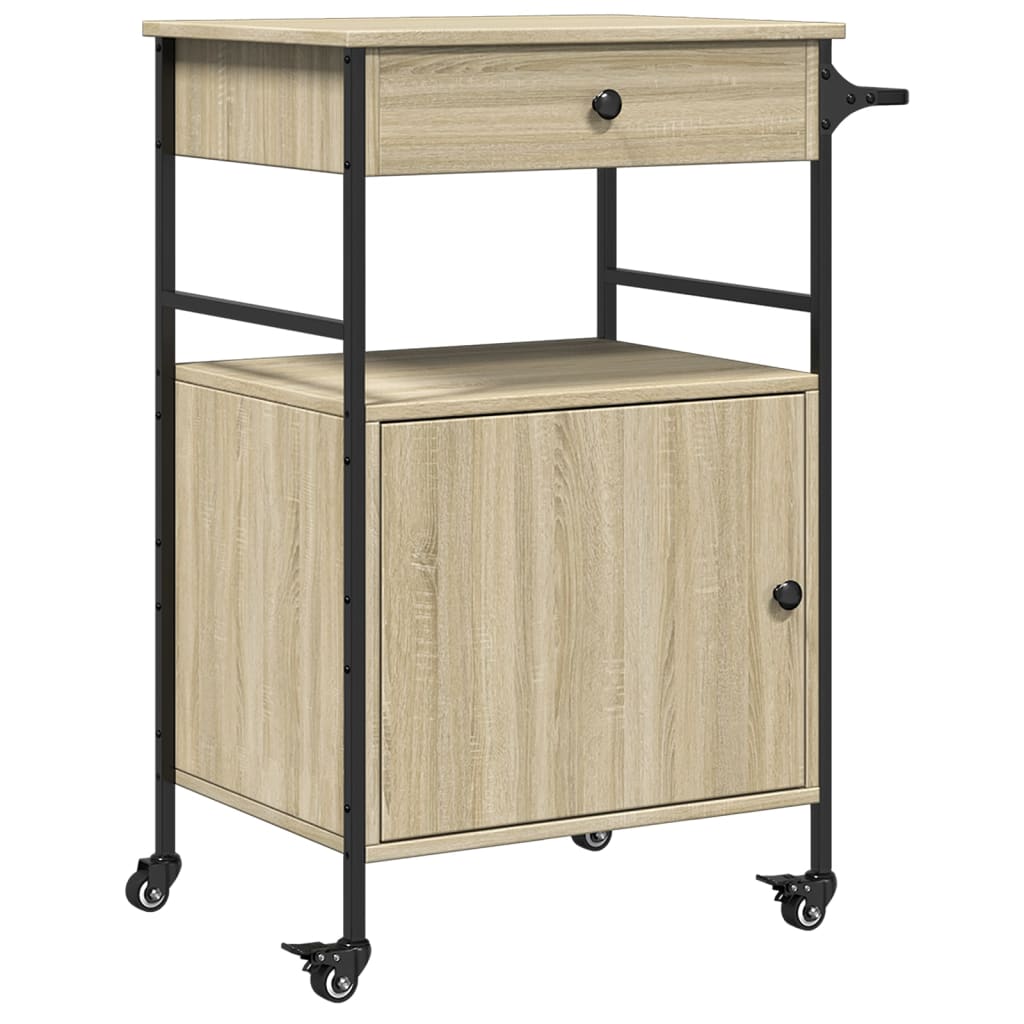 Carucior de bucatarie, stejar sonoma, 56x43x89,5 cm, lemn