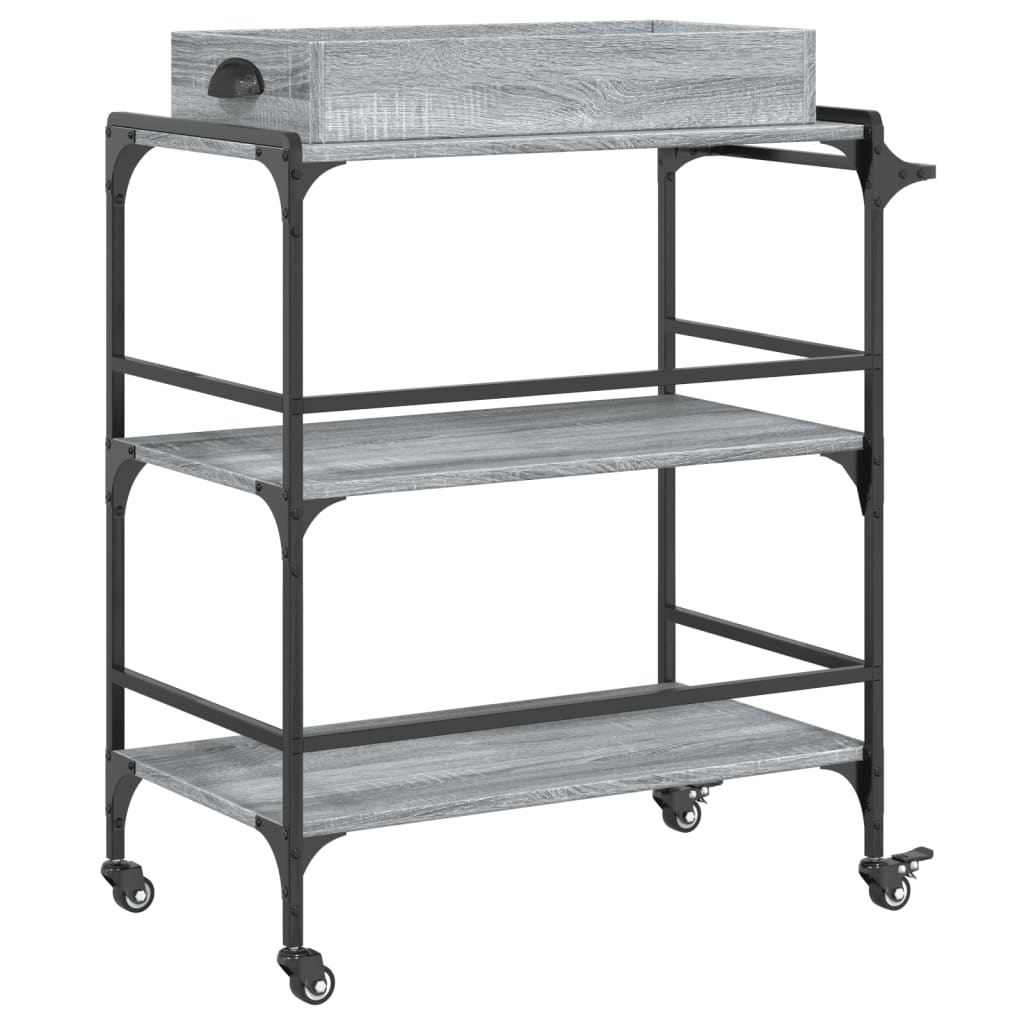 Carucior de bucatarie, gri sonoma 81,5x41x92,5cm lemn prelucrat — imaginea 9