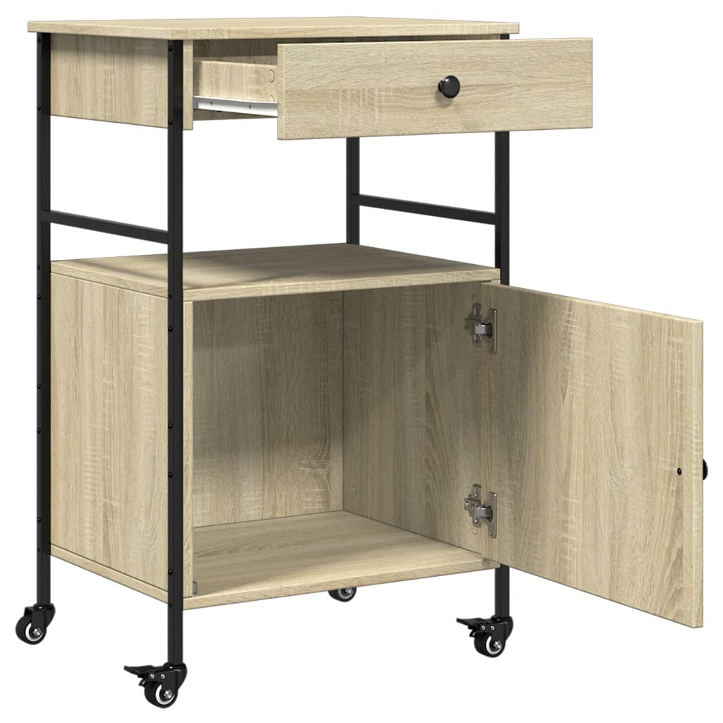 Carucior de bucatarie, stejar sonoma, 56x43x89,5 cm, lemn — imaginea 8