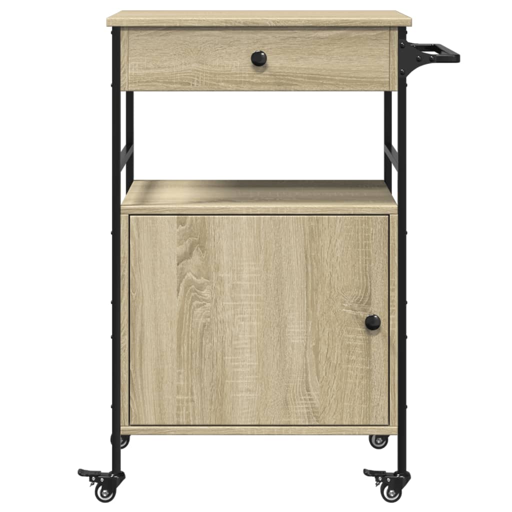 Carucior de bucatarie, stejar sonoma, 56x43x89,5 cm, lemn — imaginea 9