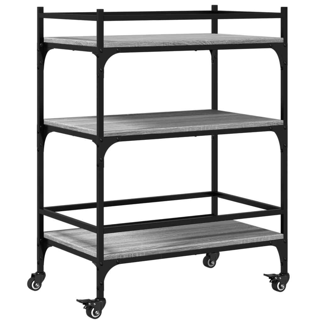 Carucior de bucatarie, gri sonoma, 65x40x86,5cm, lemn prelucrat
