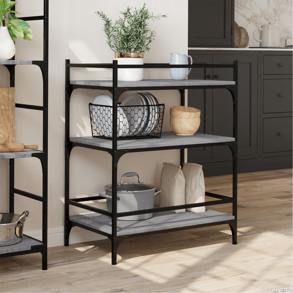 Carucior de bucatarie, gri sonoma, 65x40x86,5cm, lemn prelucrat — imaginea 4