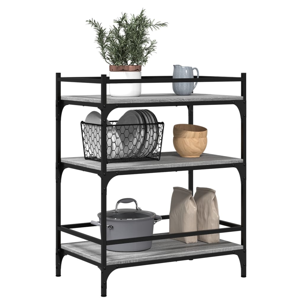 Carucior de bucatarie, gri sonoma, 65x40x86,5cm, lemn prelucrat — imaginea 5