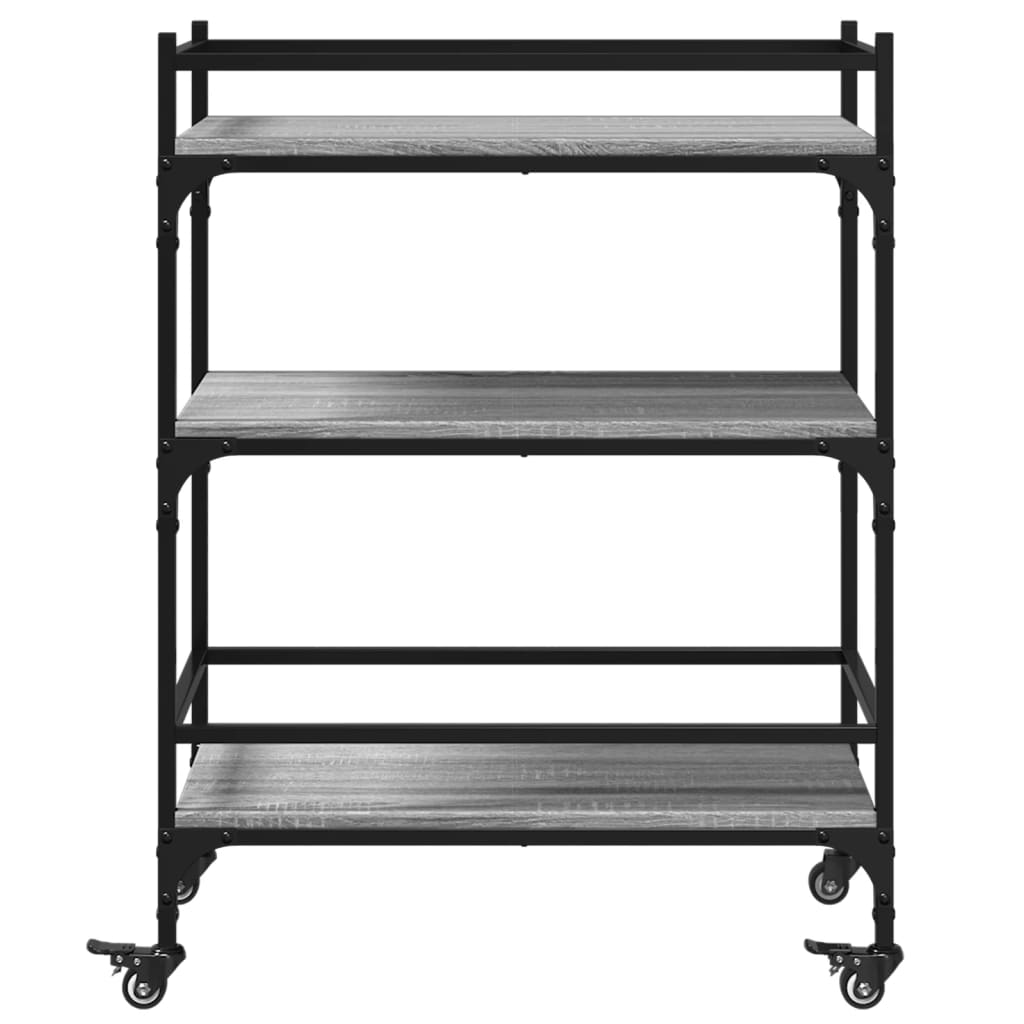 Carucior de bucatarie, gri sonoma, 65x40x86,5cm, lemn prelucrat — imaginea 7