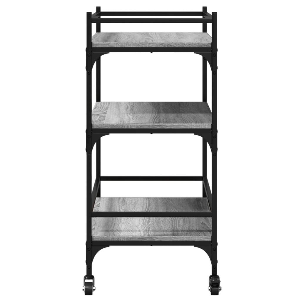 Carucior de bucatarie, gri sonoma, 65x40x86,5cm, lemn prelucrat — imaginea 8