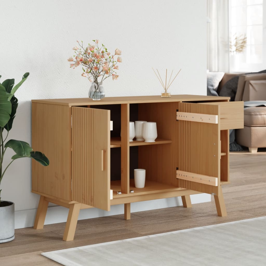 Dulap "OLDEN", maro, 114x43x73,5 cm, lemn masiv pin — imaginea 4