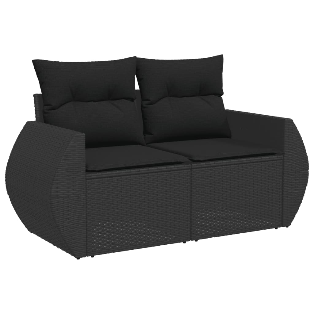 Set mobilier de gradina cu perne, 5 piese, negru, poliratan — imaginea 5