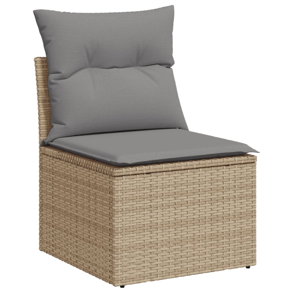 Set canapele de gradina, 7 piese, cu perne, bej, poliratan — imaginea 6