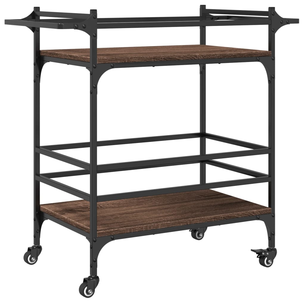 Carucior de bucatarie, stejar maro 82x40x78,5 cm lemn prelucrat