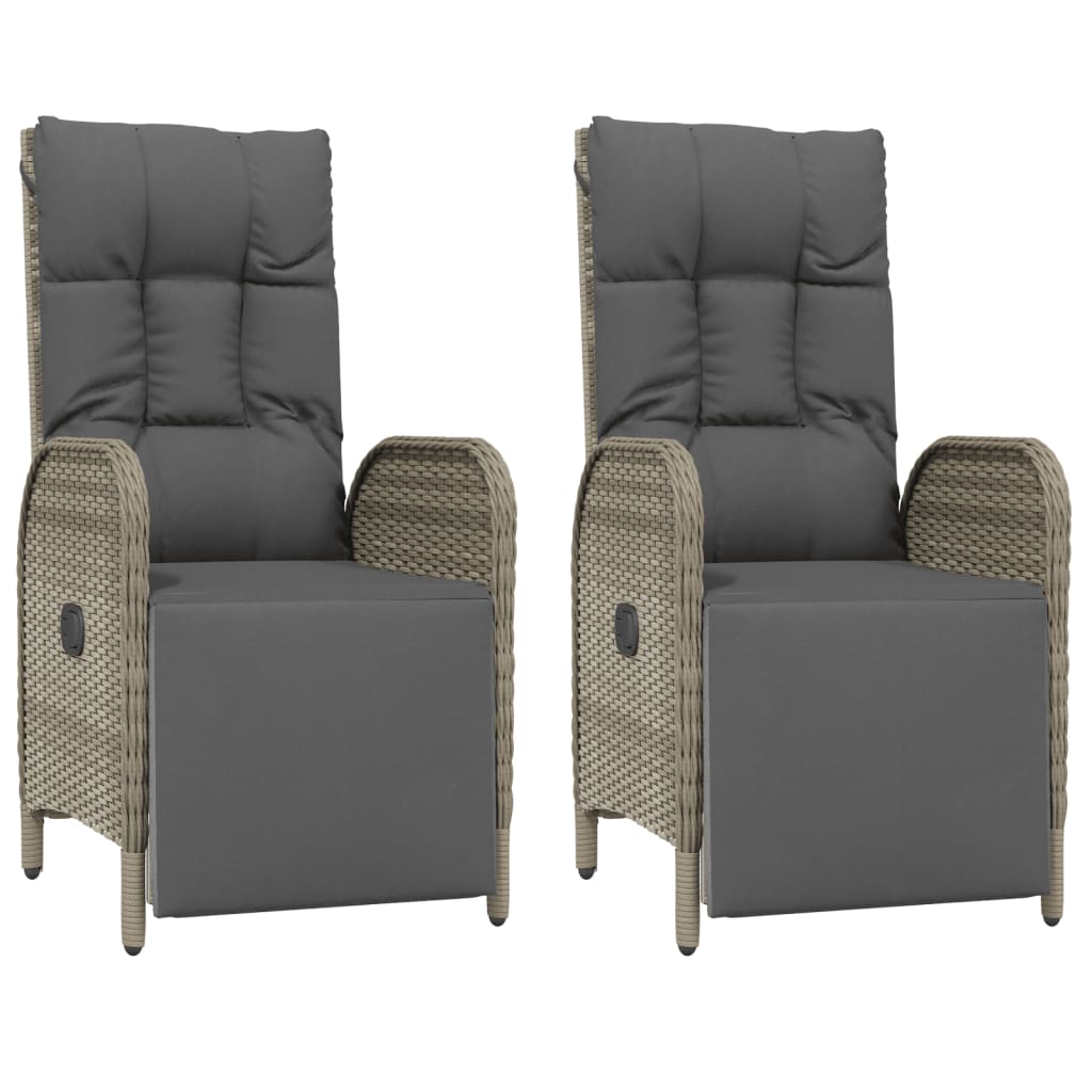 Set mobilier de gradina cu perne, 7 piese, gri, poliratan — imaginea 4