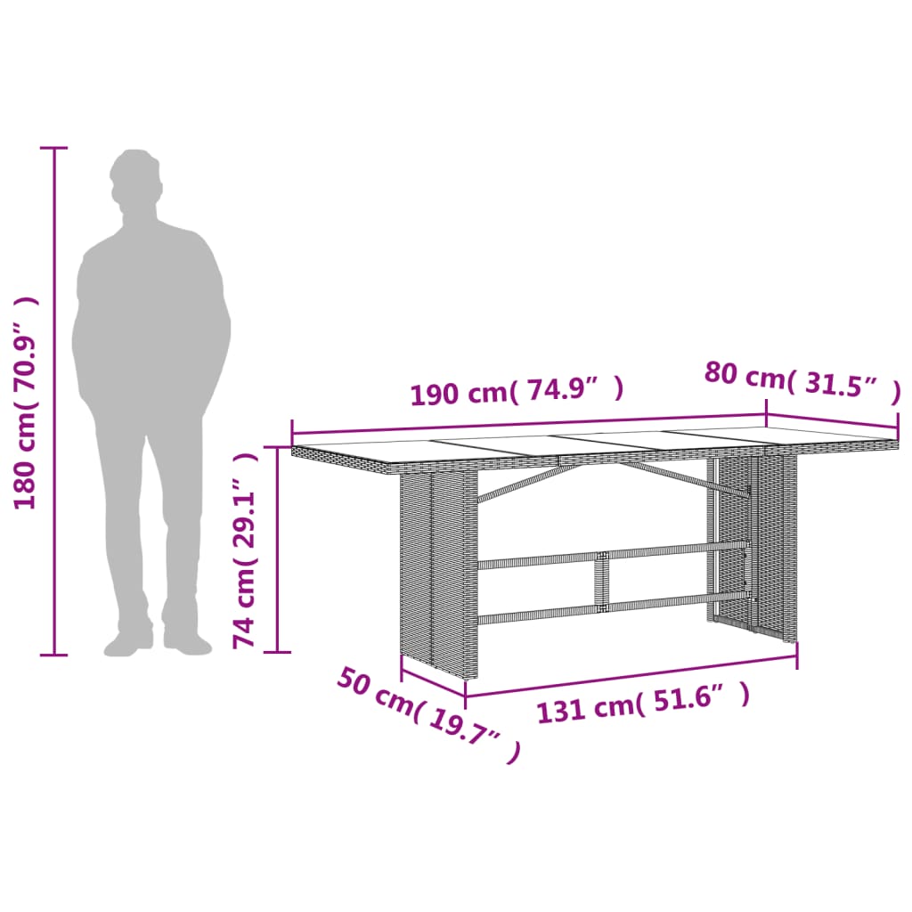 Set mobilier de gradina cu perne, 7 piese, gri, poliratan — imaginea 9