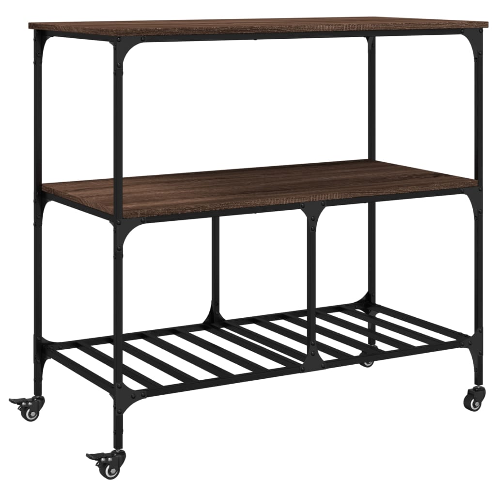 Carucior de bucatarie, stejar maro 100x50x95 cm lemn prelucrat