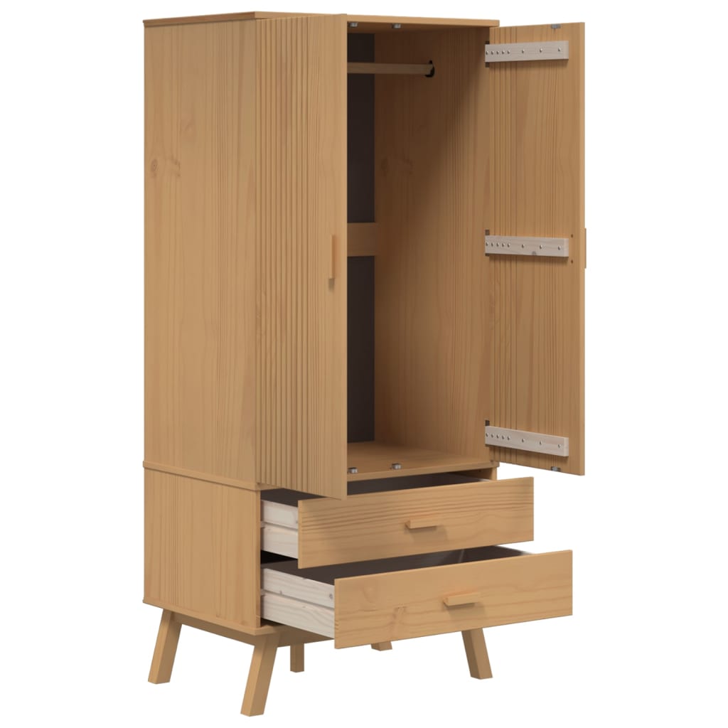 Sifonier "OLDEN", maro, 76,5x53x172 cm, lemn masiv pin — imaginea 6