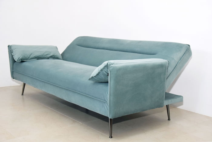 Canapea Fiore, 199 x 95 x 90 cm, rabatabila, catifea, turcoaz — imaginea 2