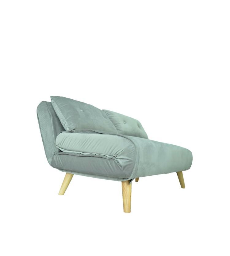 Canapea Extensibila, 123 x 77 x 190 cm, catifea, gri deschis — imaginea 2