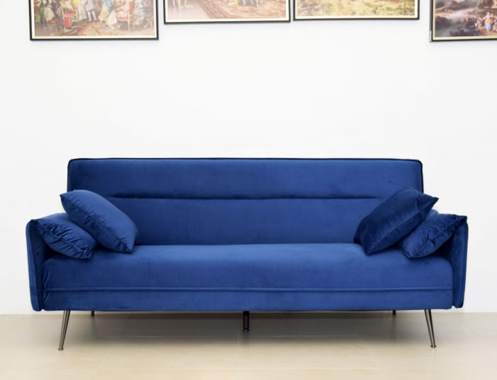 Canapea Fiore, 199 x 95 x 90 cm, rabatabila, catifea, albastru — imaginea 2