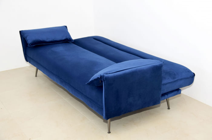 Canapea Fiore, 199 x 95 x 90 cm, rabatabila, catifea, albastru — imaginea 3