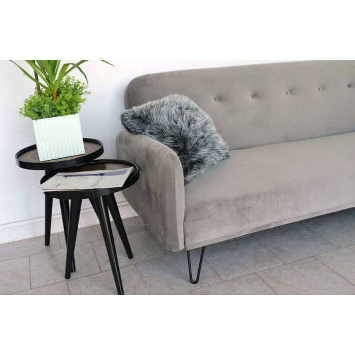 Canapea Every-Day, 200 x 80 x 76 cm, rabatabila, catifea, gri deschis — imaginea 3