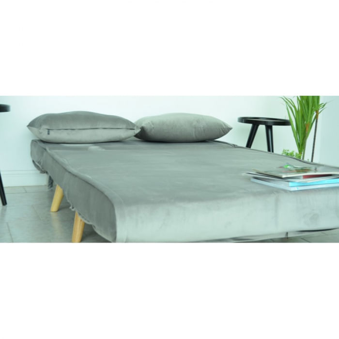 Canapea Extensibila, 123 x 77 x 190 cm, catifea, gri deschis — imaginea 4
