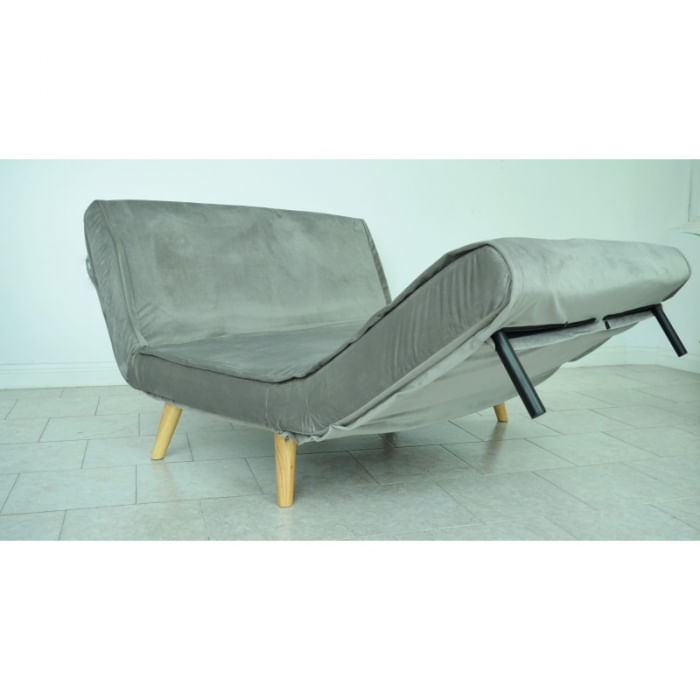 Canapea Extensibila, 123 x 77 x 190 cm, catifea, gri deschis — imaginea 5