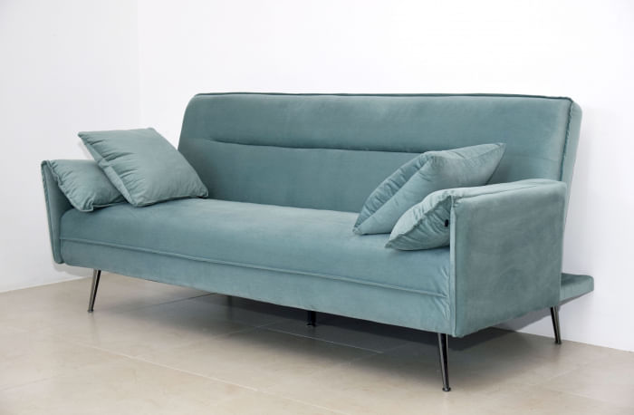 Canapea Fiore, 199 x 95 x 90 cm, rabatabila, catifea, turcoaz — imaginea 4