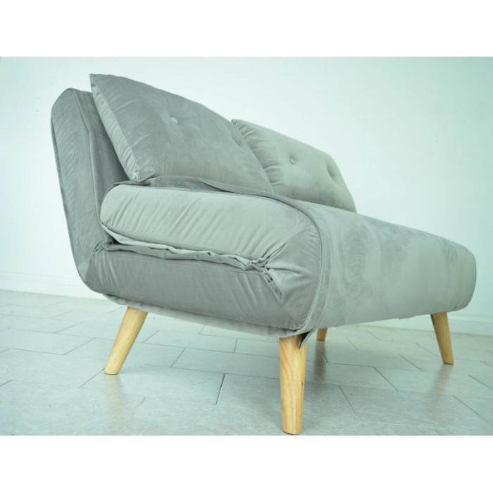 Canapea Extensibila, 123 x 77 x 190 cm, catifea, gri deschis — imaginea 6