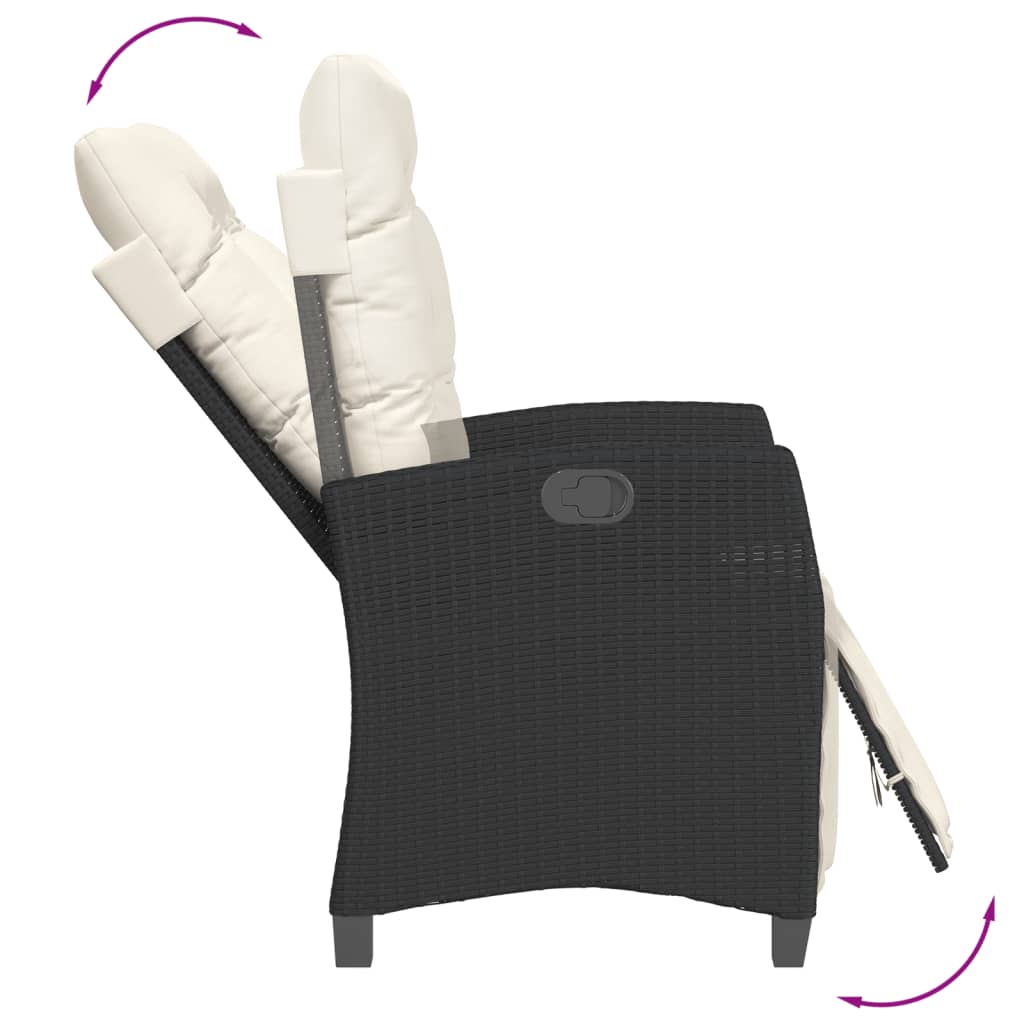 Set mobilier de gradina cu perne, 9 piese, negru, poliratan — imaginea 7