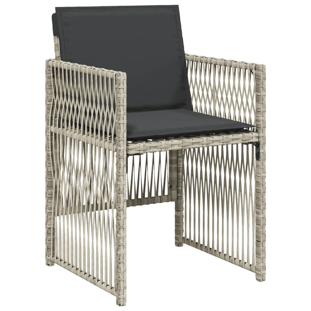 Set mobilier de gradina cu perne, 5 piese gri deschis poliratan — imaginea 5