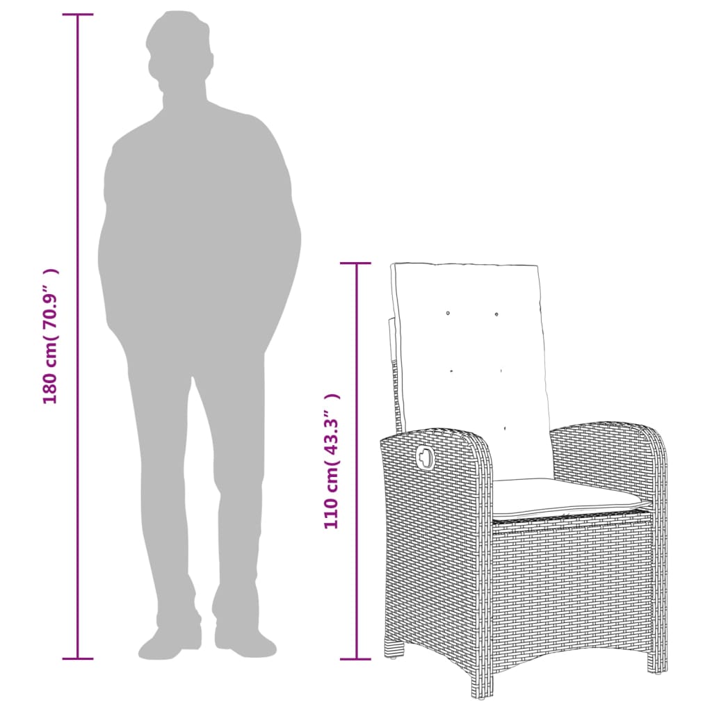 Set mobilier pentru gradina, 5 piese, cu perne, bej, poliratan — imaginea 10
