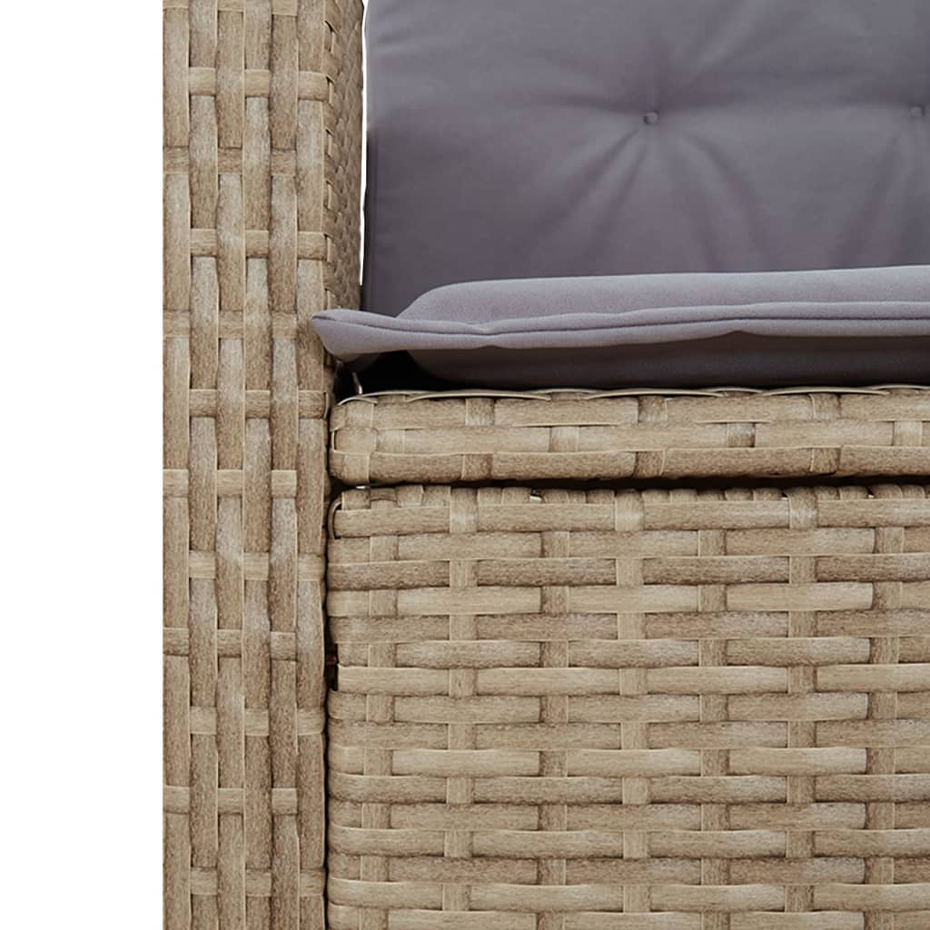 Set mobilier pentru gradina, 7 piese, cu perne, bej, poliratan — imaginea 6
