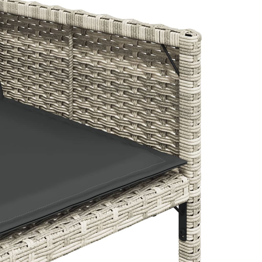 Set mobilier gradina cu perne, 9 piese, gri deschis, poliratan — imaginea 9