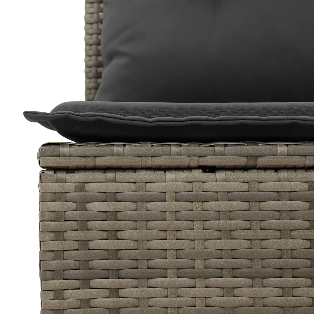 Set canapele de gradina, 9 piese, cu perne, gri, poliratan — imaginea 7